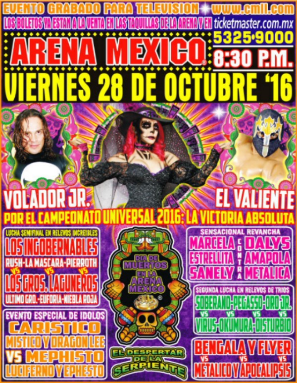 anunciar Estadio suficiente Previa CMLL 28 de octubre de 2016 - Día de Muertos en la Arena México |  Solowrestling
